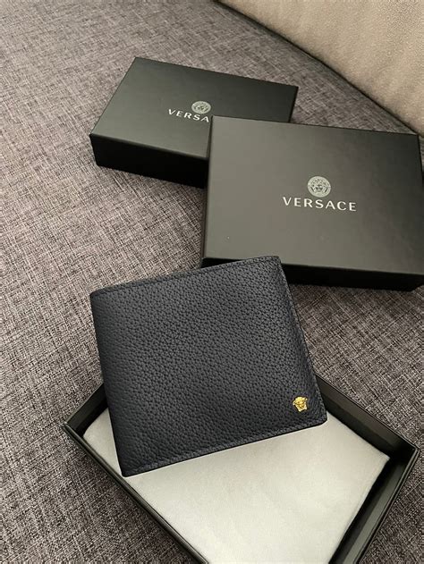 grained calf leather wallet versace|Men's Designer and High.